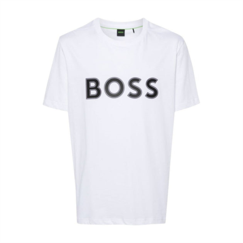 Hugo Boss mens tee 1 logo short sleeve crew neck t-shirt, white