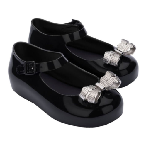 MELISSA black glitter bow jelly shoes