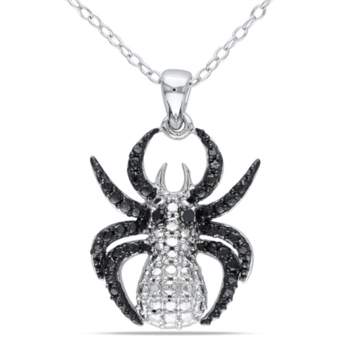 Mimi & Max black diamond spider necklace in sterling silver with black rhodium