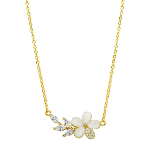 Adornia 14k gold plated crystal flower branch leaf necklace gold