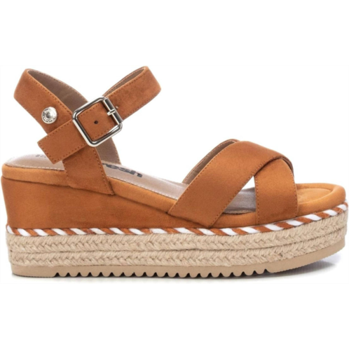 Xti womens suede wedge sandals in camel