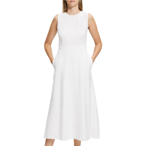 Theory volume dart linen-blend dress