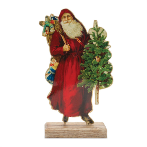 HouzBling vintage santa on base 8h iron/wood