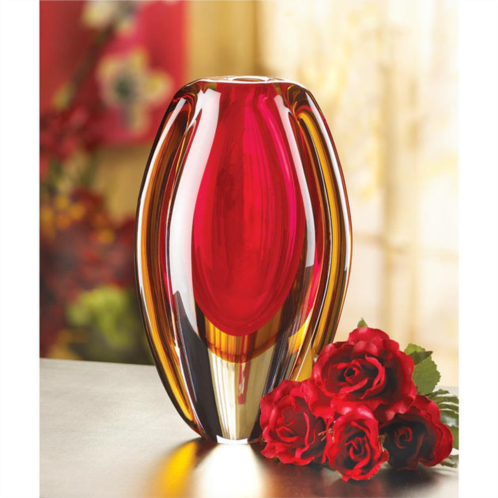 Actifo sunfire glass vase - red and gold