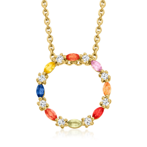 Ross-Simons multicolored sapphire and . white zircon circle pendant necklace in 18kt gold over sterling