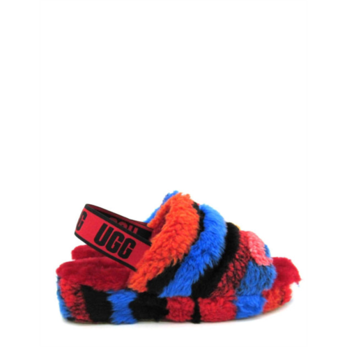 UGG womens fluff yeah cali collage slides in red