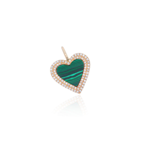 The Lovery double diamond malachite heart charm