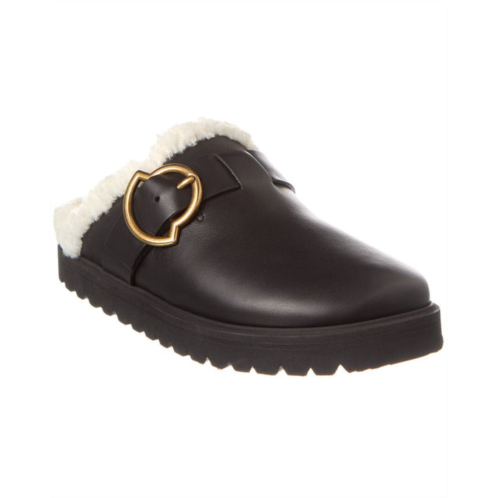 Moncler bell leather & shearling mule