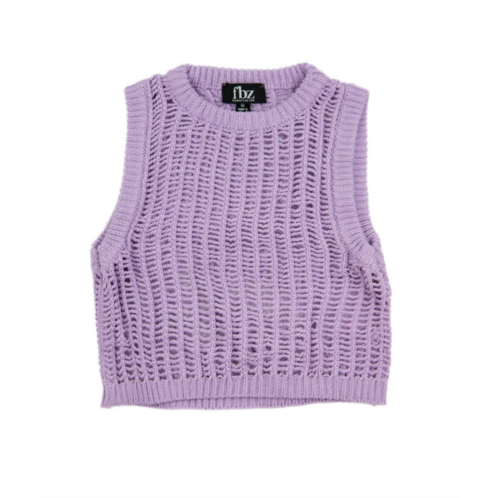 Flowers by zoe girls open knit vest in lilac