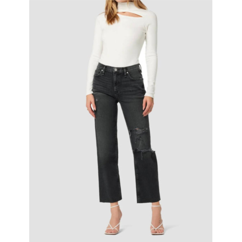 Hudson remi high rise straight jeans in black rain