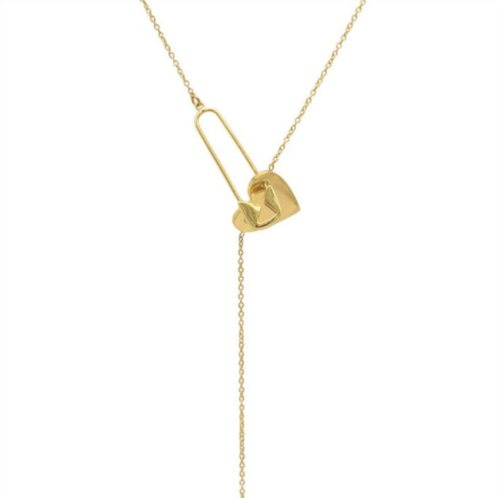 Adornia heart safety pin lariat necklace gold