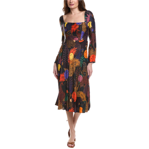 FARM Rio puff sleeve midi dress
