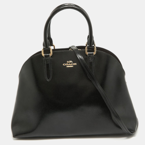 Coach black patent leather quinn dome bag