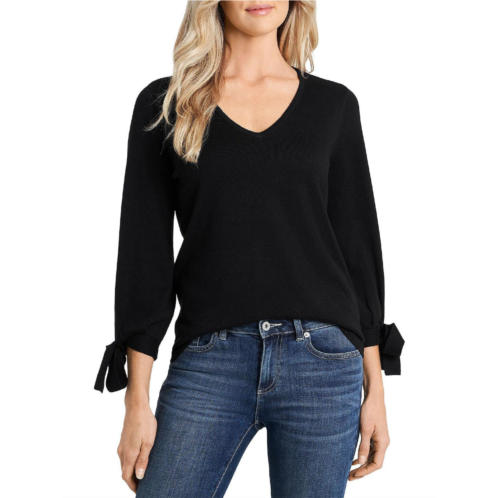 CeCe womens knit tie sleeve v-neck sweater