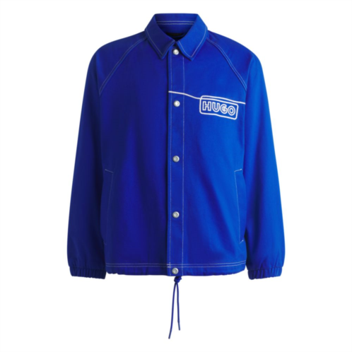 HUGO cotton-twill jacket with chain-stitch logo