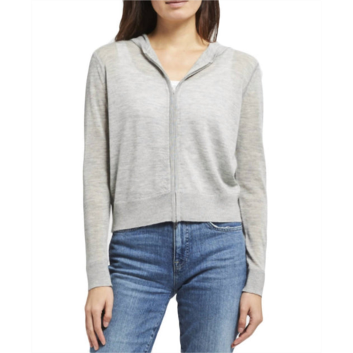 Theory cashmere hoodie in light grey melange