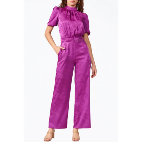 Adelyn rae theo open-back sateen jacquard jumpsuit in purple