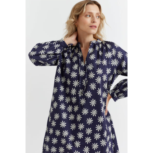 Chinti & Parker UK navy cotton ditsy daisy shirt dress