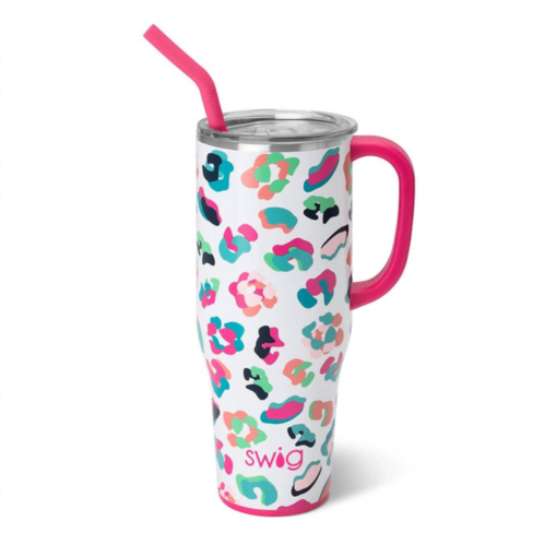 Swig LIFE multi rainbow leopard mega tumbler in pink