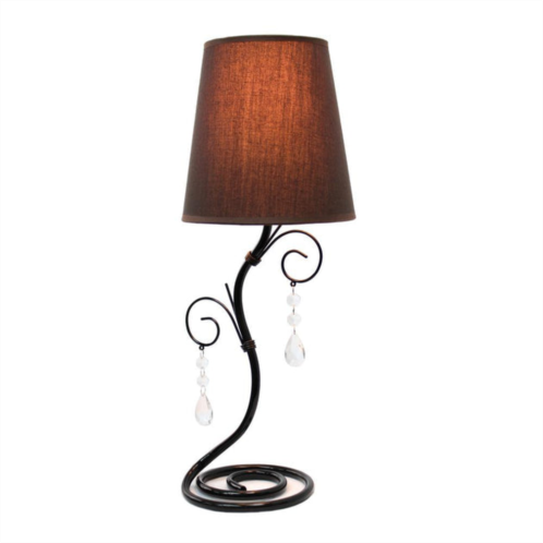 Simple Designs twisted vine table lamp with fabric shade and hanging crystals