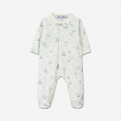 Tartine et Chocolat baby bear print pajama footie in ivory