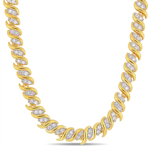 Mimi & Max 2ct tdw diamond s-link tennis necklace in yellow silver