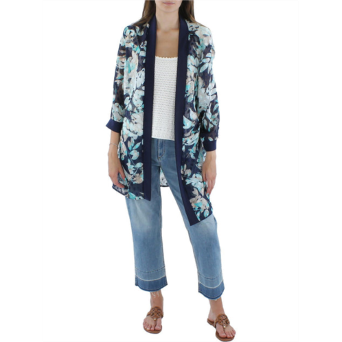 R&M Richards womens jacquard floral duster blazer