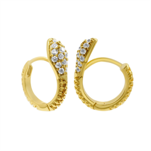 Adornia 14k gold plated snake crystal wrap huggie earrings