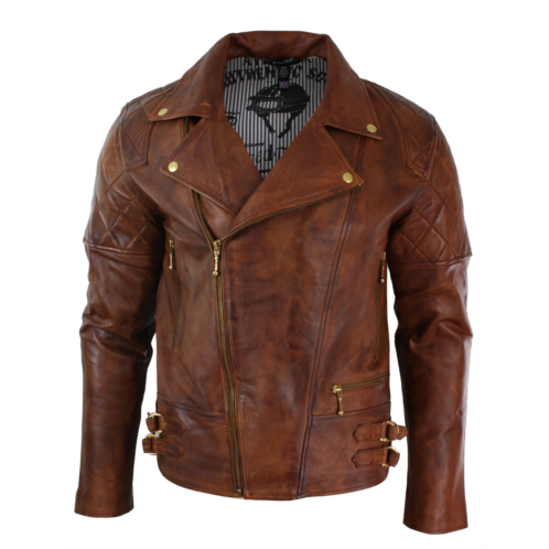 TruClothing cross zip biker leather jacket