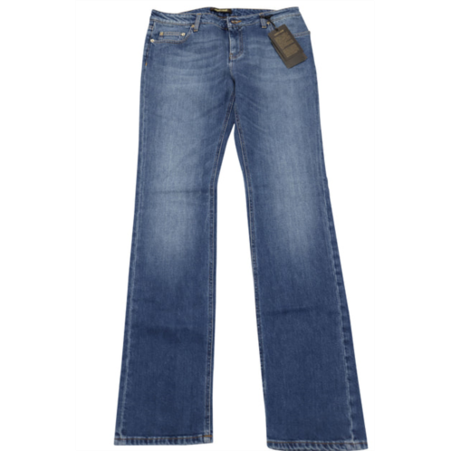 Roberto Cavalli straight jeans with logo in blue cotton