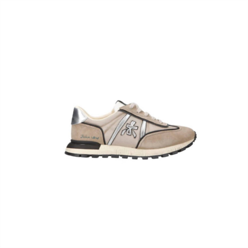 PREMIATA womens john low sneaker in silver/beige