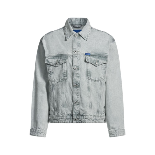 HUGO regular-fit jacket in light-gray stonewashed denim