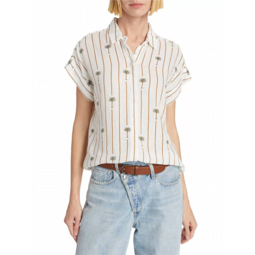 Rails jamie button front top in stripe palms