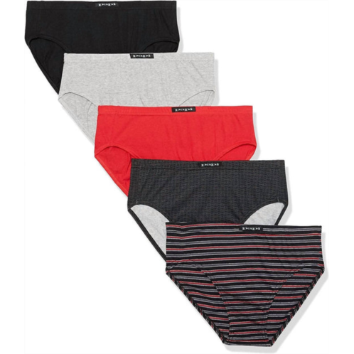 Papi mens 5-pack cotton low rise brief in grey/red