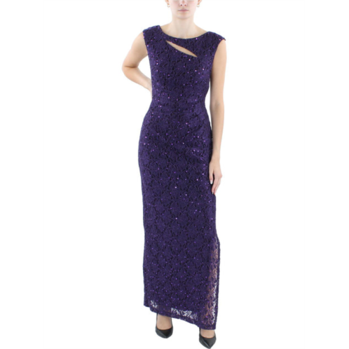 Connected Apparel womens sequined lace evening dress