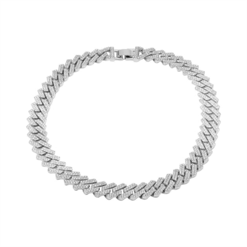 Adornia edgy cuban crystal chain necklace silver