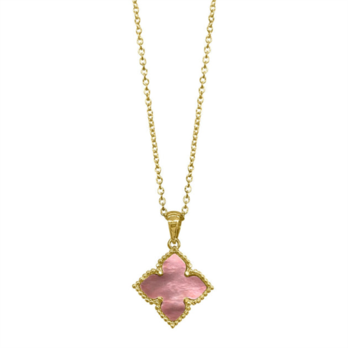 Adornia flower mother of pearl necklace gold pink