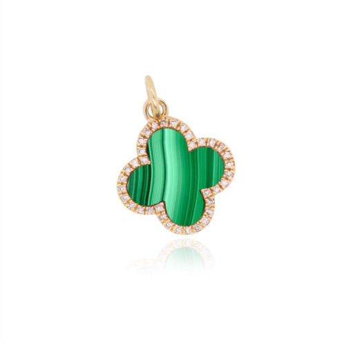 The Lovery malachite diamond clover charm