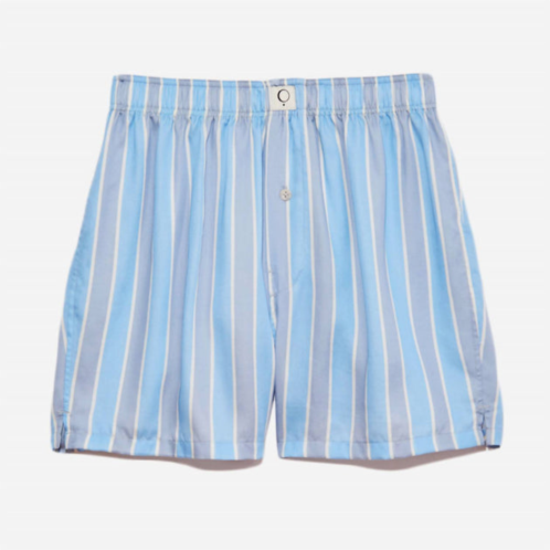 The Sleep Code womens ravi sustainable tencel boxer in bedroom stripe blue