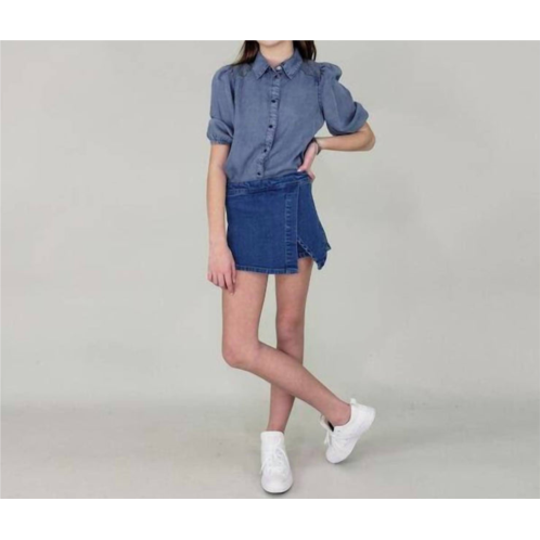 Tractr girls denim skort in indigo