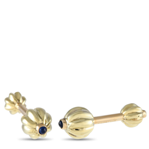 Tiffany & Co. 14k yellow gold and sapphire ridged ball cufflinks ti03-051524