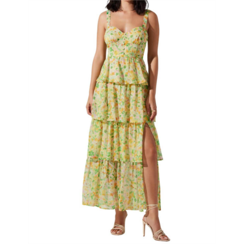 ASTR midsummer dress in yellow green multi