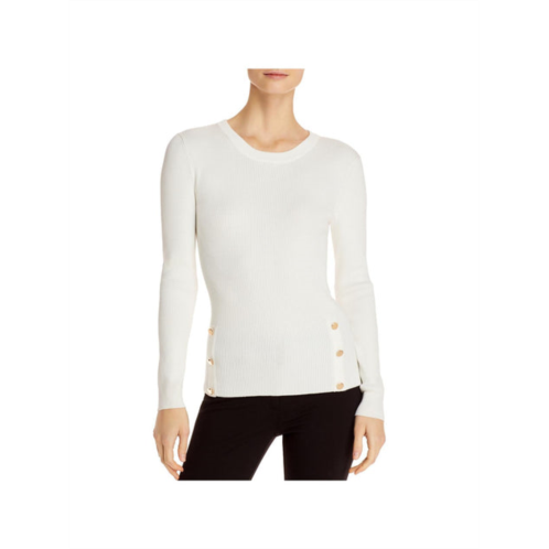 T Tahari womens side-button crew neck sweatshirt