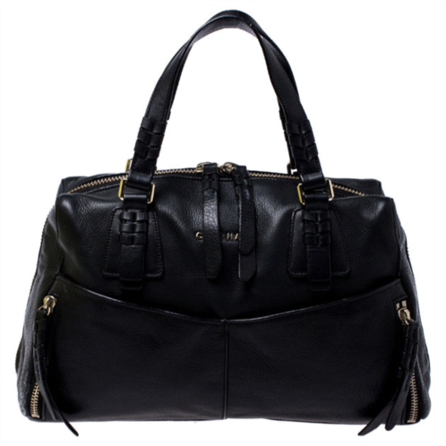 Cole Haan black leather front pocket satchel