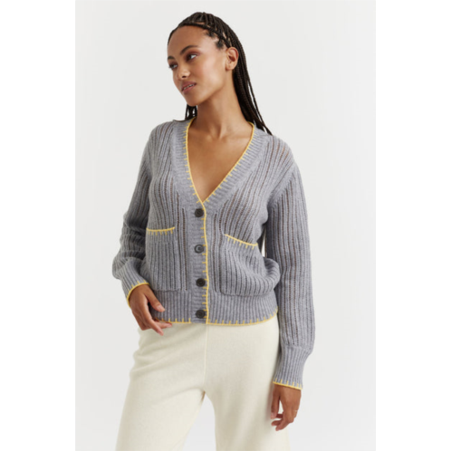 Chinti & Parker UK grey wool-cashmere summer stitch cardigan