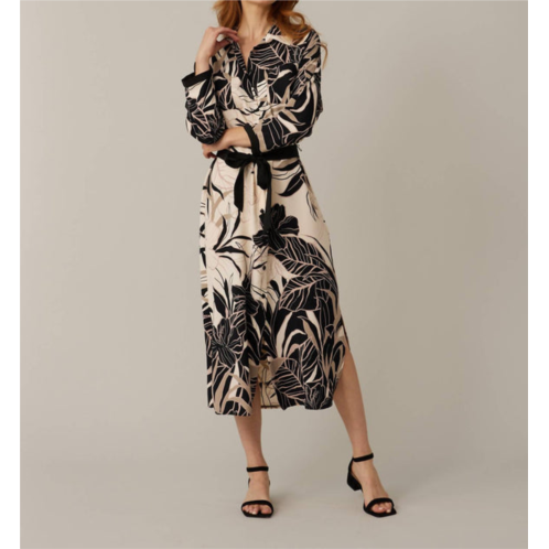 Joseph Ribkoff tropical print dress in beige/black