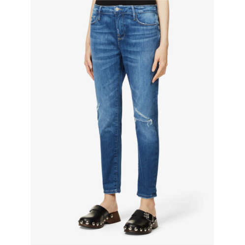 FRAME le garcon mid rise jeans in agecroft destruct