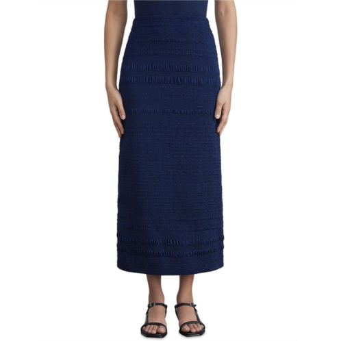 Lafayette 148 New York womens midi smocked a-line skirt