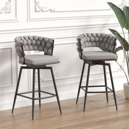 Streamdale Furniture streamdale modern woven swivel bar stools with comfortable upholstered seat