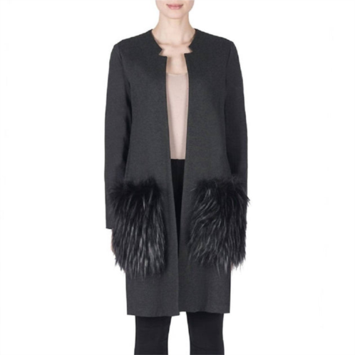 Joseph Ribkoff fur pocket coat in grey